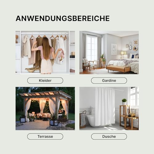 MEISENBERG Curtain Pole No Drilling – White, Diameter 25 mm – Telescopic Rod Curtain – Shower Rail for Clamping – Clamping Rod for Windows, Room Divider and Kitchen (70-120 cm)