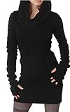 Luca Women Autumn Long Sleeve Pure Color Hoodies (L, Black)