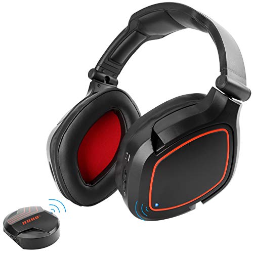HUHD 2.4GHz Wireless Gaming Headset 7.1 Surround Sound Game Headphone Detachable Mic USB Transmitter with Optical Fiber and AUX Audio Jack for Switch PS4 PC Computer Laptop MAC