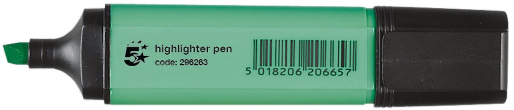 5 Star Office Highlighter Chisel Tip 1-5mm Line Green [Pack 12]