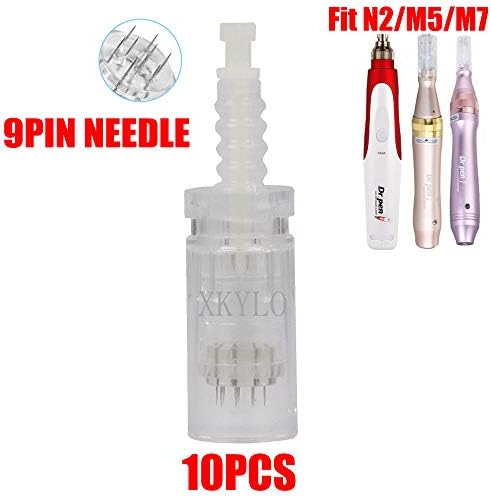 12Pin/36Pin/42Pin/Nano Micro Needles Cartridges,tip For Electric Auto Microneedle Stamp Derma Pen MYM/N2/M5/M7 Dr.Pen Anti-Aging Wrinkle Removal (9Pin Needles, 10PCS)