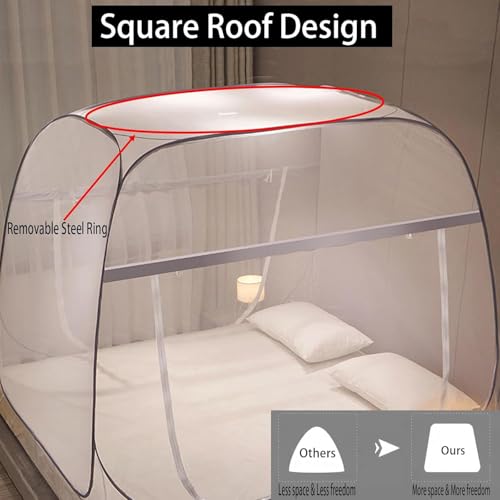 Mosquiteiro Para Cama Sem Necessidade De Pendurar 1.5 * 2 * 1.4m,mosquiteiro (Cinza)