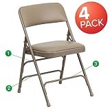 Flash Furniture 4 Pk. HERCULES Series Curved Triple Braced & Double Hinged Beige Vinyl Metal Folding Chair