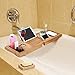 HEALIFTY Bathtub Tray - Craft Bamboo Bath Caddy Tray Retractable Bath Bridge Table Storage Rack Shelf Tablet Holder for Bed, Laptop, Reading