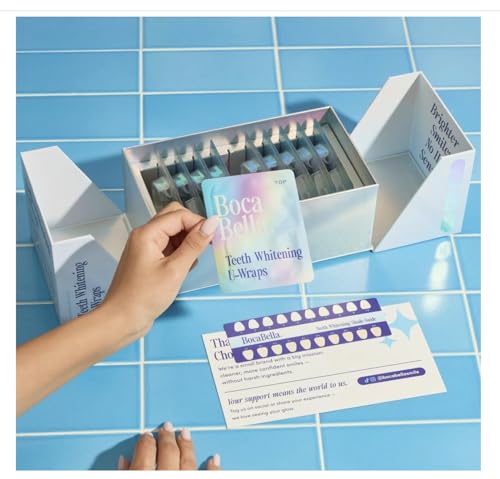 BocaBella Teeth Whitening Trays U-Wraps - 15% Hydrogen Peroxide Whitening Strips & Tray Alternative - Nano-Hydroxyapatite Enamel Safe - 10 Treatments - Up to 23 Shades Whiter - No Harsh Sensitivity