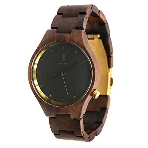 Hstyle Fashion Men's Handmade Chocolate Wooden Watches Unique Natural Wood Watches with Sapphire Glass 