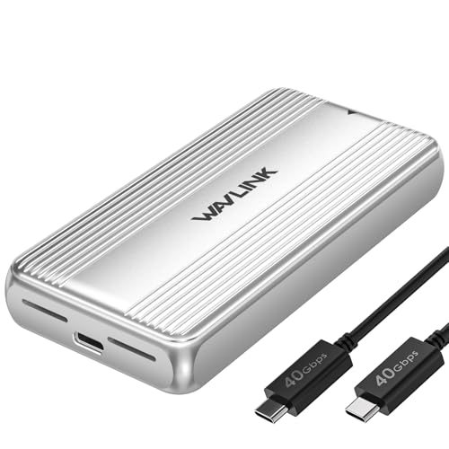 WAVLINK Carcasa SSD M.2 NVMe de 40Gbps con Ventilador de Refrigeración, Caja NVMe USB4 compatible con Thunderbolt 4 hasta 3848 MB/s, compatible con SSD de tamaño 2230/2242/2260/2280 B+M/M-Key