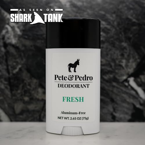 Pete & Pedro FRESH NATURAL DEODORANT | Natural, Aluminum-Free Deodorant - Eucalyptus & Spearmint Scent For Men & Women | Odor-Control, Sweat Protection | Paraben Free, Vegan | Shark Tank 2.65 oz.