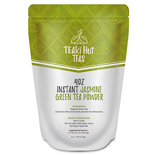 TEAki Hut Organic Instant Jasmine Green Tea Powder (4 oz / 80 Servings)