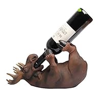 Shirleyle-Hohar Wine Storage Rack Drinking Elk Wine Bottle Holder Statue Decor & Wildlife Animal Wine Racks and Stands Gifts for Wine Lovers (Color : Brown, Size : One Size)
