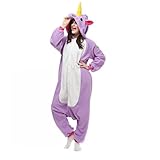 Adult Unisex Pajamas Unicorn Animal Kigurumi Pajamas Onesies Cosplay Party Wear (L, Purple)