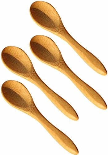 CHENGLAN 4 Pcs Mini Small Wooden Baby Honey coffee Spoon Condiment Spoon 9.22.0cm