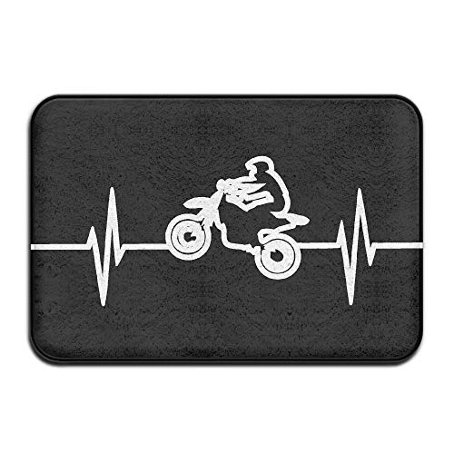 HENDOOR MAT Heartbeat Dirtbike Non-Slip Doormat Indoor/Outdoor Rugs for Bathroom Kitchen Bedroom Office Etc