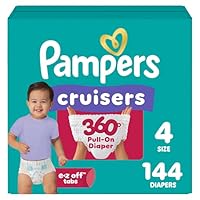 Pampers Diapers - Cruisers 360 - Size 4, 144 Count, Babyproof up to 100% Leakproof Pull-On Diaper