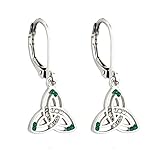 Trinity Knot Earrings Rhodium Plated & Crystal Dangles Irish Made