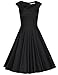 MUXXN Women's 1950s Vintage Retro Capshoulder Party Swing Dress (XXL, Black)