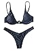 Verdusa Women's Sexy Triangle Bathing Two Pieces Swimsuit Bikini Set Navy S