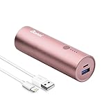 Portable Charger, BONAI Power Bank 5000mAh, (Ultra-Compact)(Aluminum)(Travel) Slim External Backup Battery Pack High-Speed Output Compatible iPhone,iPad,iPod,Samsung-Rose Gold(Charging Cable Included)