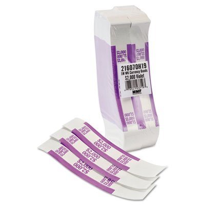 Self-Adhesive Currency Straps, Violet, $2,000 in $20 Bills, 1000 Bands/Pack, Sold as 1000 Each