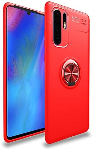 Huawei P30 Pro Mobile Phone Case, Slim and Soft TPU Silicone 360 Degree Ring Mount Holder for Scratch Resistant Anti-Slip Cover Magnetic Seat Huawei P30 Pro Case. (Orange red)