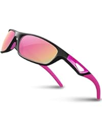 RIVBOS Polarized Sports Sunglasses Driving Glasses Shades for Men TR90 Unbreakable Frame for Cycling Baseball RB831 (Black&Pink)