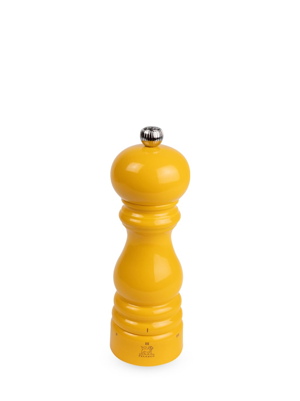 PEUGEOT - Paris u'Select Pepper Mill 18 cm - ParisRama Collection - 6 Pre-Defined Grinding Settings - PEFC Certified Wood - Made in France - Saffron Yellow Lacquered Colour