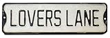 Lovers Lane Vintage Street Sign | Metal, Painted Black And White, 23.5 Inches Long | By Urban Legacy