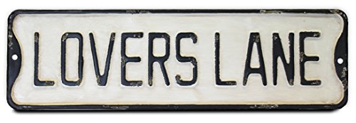 Lovers Lane Vintage Street Sign | Metal, Painted Black And White, 23.5 Inches Long | By Urban Legacy