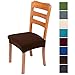 Smiry Seat Covers for Dining Room Chairs Set of 4, Stretch Jacquard Removable Washable Chair Seat Slipcovers Protector, Rear-Covered, Chocolate