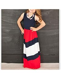 Madre e hija trajes sin mangas Chevron vestido largo