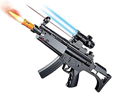 Emob® Kids Pretend Play MP5 Battery Operated Musical Gun Toy with Light and Smoking Effects