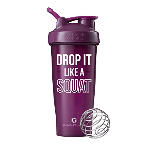 Drop it Like a Squat Blender Bottle, 28oz Shaker Cup with Funny Quote (Plum)