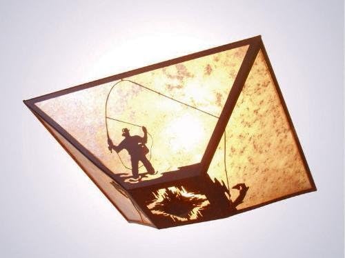 Steel Partners Lighting 2536 Drop Ceiling Mount Fly Fisherman 60 Wattage, Rust Finish White Mica