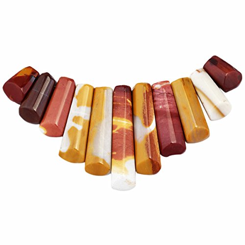 TUMBEELLUWA Craft Beads for Jewelry Making,Top Drilled Stone Loose Beads,11Pcs/Set, Mookaite
