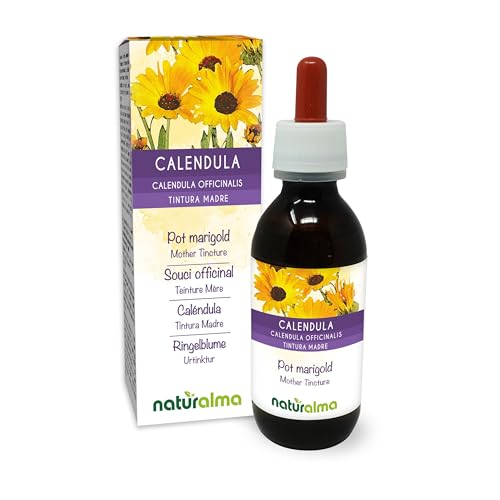 Pot Marigold (Calendula officinalis) Flower Heads Alcohol-Free Mother Tincture Naturalma - Liquid Extract Drops 100 ml - Food Supplement - Vegan