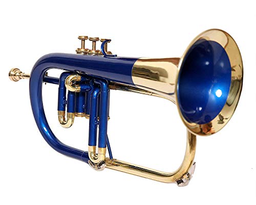 SC EXPORTS FLUGEL HORN 3 VALVE Bb PITCH BLUE + BRASS WITH FREE HARD CASE + MP