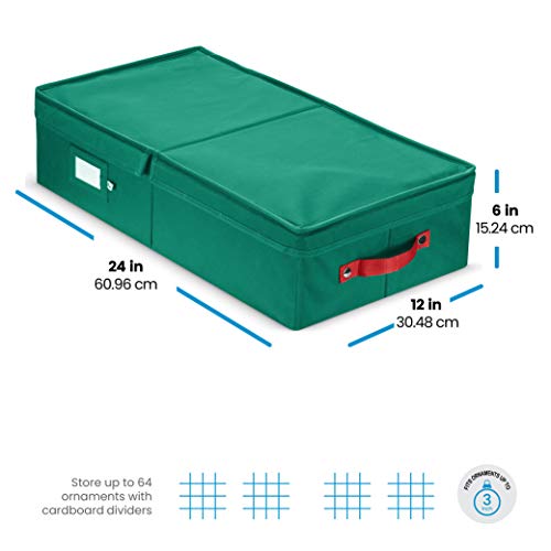 image for ZOBER Underbed Christmas Ornament Storage Box with Lide - Stores up to
