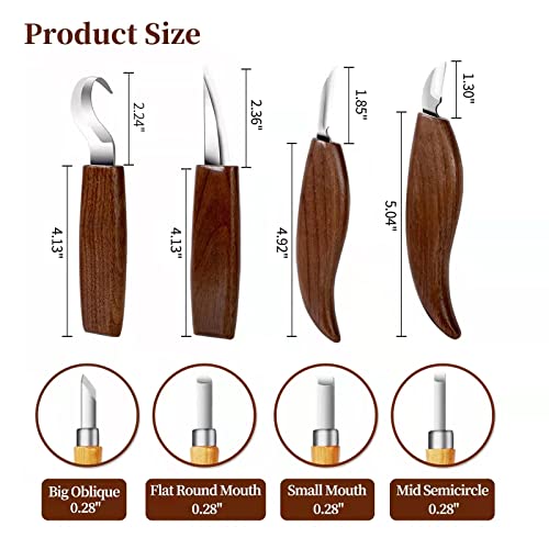 Wood Carving Tools QJIUBA 8 in 1 Wood Carving Kit with Hook Knife