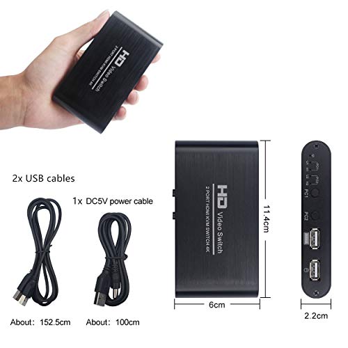 KVM Switch HDMI 2 Port Box, KCEVE USB KVM Switches for 2 Computers