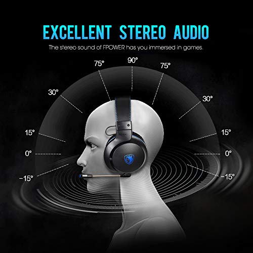 SADES Gaming Headset - FPOWER - Stereo Headsets Compatible with Computer Mobile Device, Noise Cancelling Mic Over-Ear Headsphones