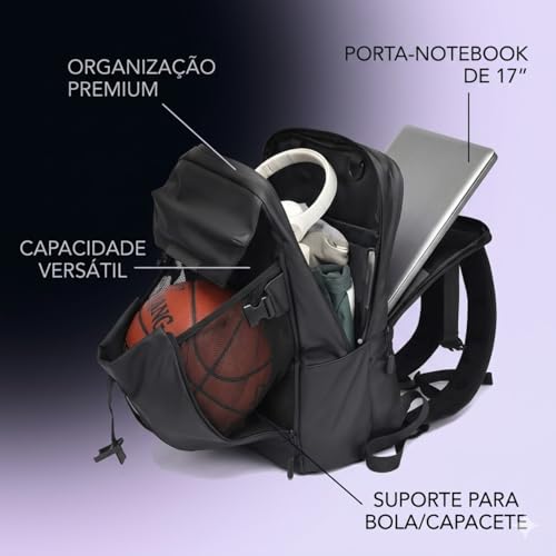 Dynamart Mochila Impermeavel para Notebook 15 6 45x30x16 cm 38L Preta Reforcada Antifurto Expansivel Viagem Trabalho Faculdade Executiva USB Resistente