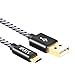 iKits Short Micro USB Cable, USB 2.0 A to Micro 24 AWG Triple Shielded High Speed Cable Durable Nylon Braided Sync and Charge Cord Compatible with TV Stick, S7,HTC,LG,HTC,Chromecast,Power Bank 0.5ft