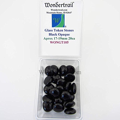 Black Opaque Glass Tokens 17-19mm Aprox 23/32in Pack of 20 Wondertrail