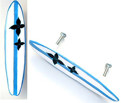 Amazon Com Blue And White Surfboard Knobs With Black Flowers