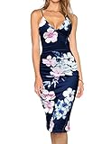Liebeye Women's Sexy V Neck Backless Summer Floral Sleeveless High Waist Midi Dress
