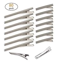 Hapy Shop 80 Pcs Silver Alligator Hair Clip Flat Top with Teeth 3 inch and 1.6 inch for Hair Care, Arts & Crafts Projects, Dry Hanging Clothing, Office Paper Document Organization,2 Sizes