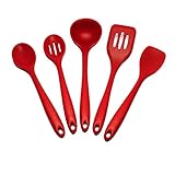 Sorbus Silicone Kitchen Utensil Set In Solid Coating-Dishwasher Safe (5-Piece)