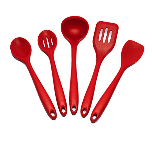 Sorbus Silicone Kitchen Utensil Set In Solid Coating-Dishwasher Safe (5-Piece)