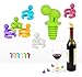 BUYBUYMALL Silicone Reusable Wine Glass Marker Charms With Bottle Stopper Set