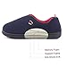 Men's Comfort Polar Fleece Slip on Slippers Color Block Memory Foam House Loafers Shoes w/ Indoor, Outdoor Sole,Navy Blue,Large / 11-12 D(M) US